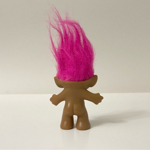 Vintage ACE Novelty Troll Pink Hair Pink Eyes Pink Belly Jewel Heart - Picture 5 of 16